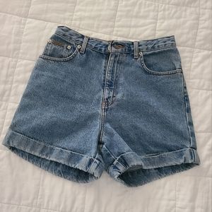 y2k Calvin Klein Jeans medium wash, cuffed-hem, high waist denim shorts